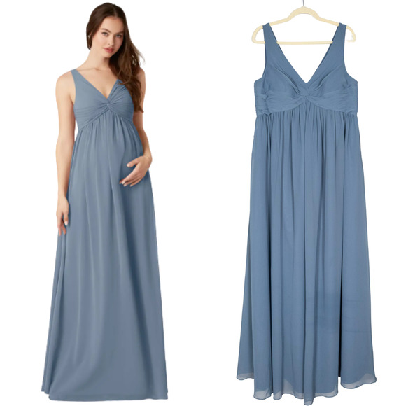 AZAZIE Yetta Maternity Dress Twilight A-Line V-Neck Gathered Chiffon Women's A14 - Picture 1 of 7